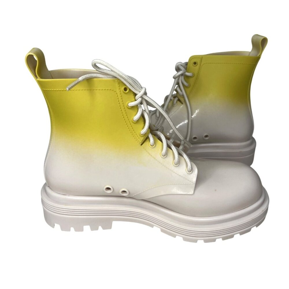 Melissa Womens Yellow Ombre Coturno Combat Boots Lace-Up Rubber Sole Size 6 - Picture 5 of 9